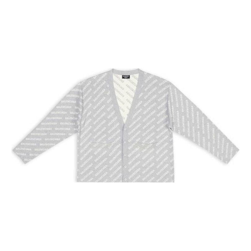 Balenciaga Mini Allover Logo Cardigan 'Light Grey White' 699822T32331461