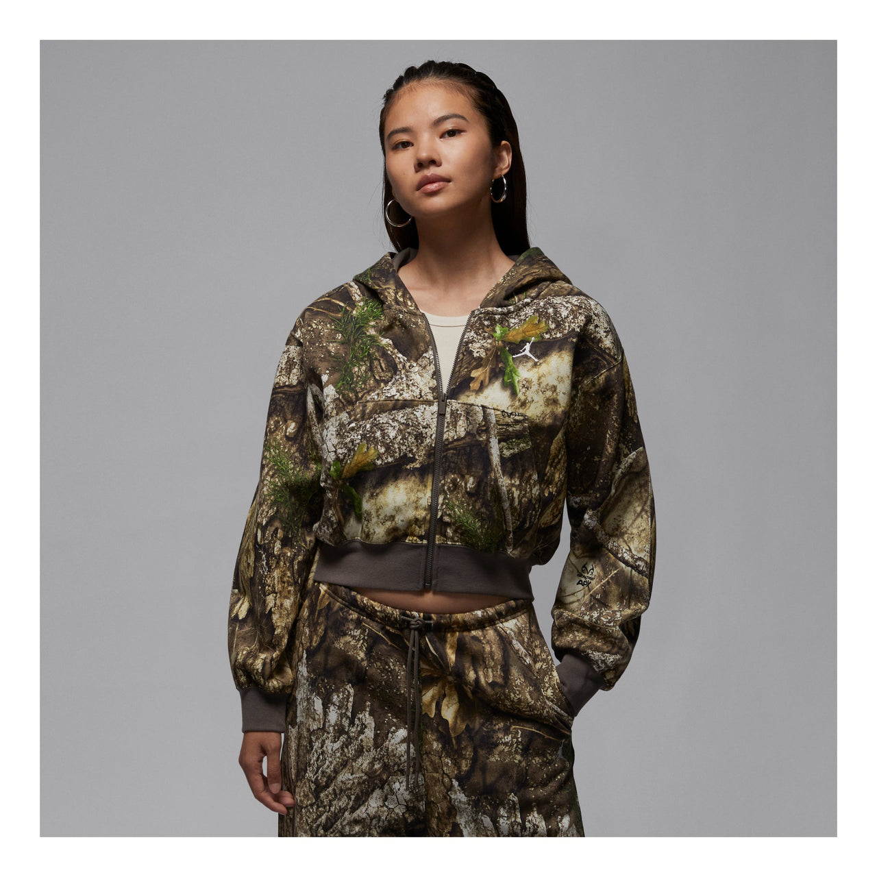 (WMNS) Air Jordan Brooklyn Fleece Mod Crop Full-Zip Hoodie 'Realtree' HV0470-133