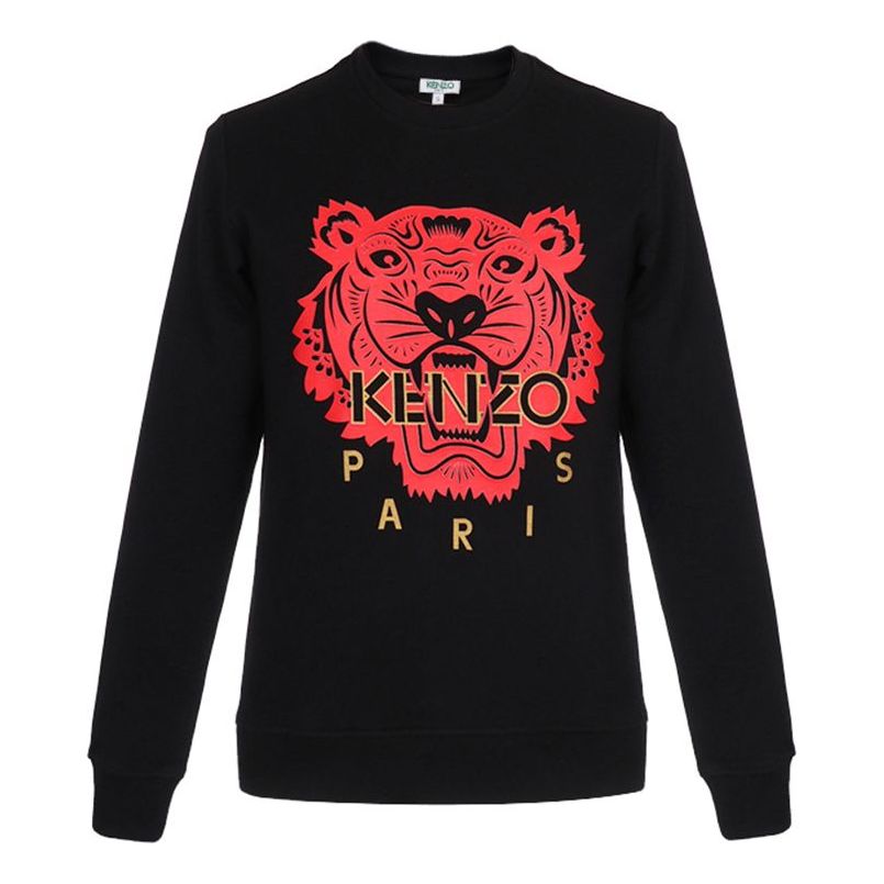 Men's KENZO Tiger Head Pattern Long Sleeves Pullover Black FA55SW1264Z5-99