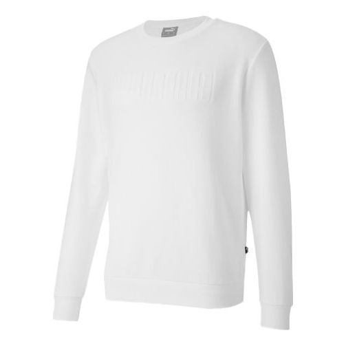 PUMA logo Solid Color Casual Sports Pullover Round Neck White 585209-02