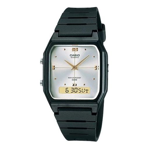 CASIO Quartz Waterproof White Dial Mens White Analog/Digital Combo AW-48HE-7A