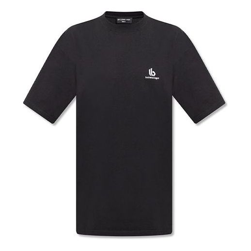 Balenciaga Sporty B Logo T-Shirt Boxy Fit 'Black' 681045TLVN11070