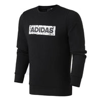 Men's adidas Printing Alphabet Round Neck Pullover Long Sleeves Black DW4601