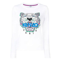 (WMNS) KENZO Tiger Head Embroidered Cotton Pullover Hoodie White F952SW7054XA-01