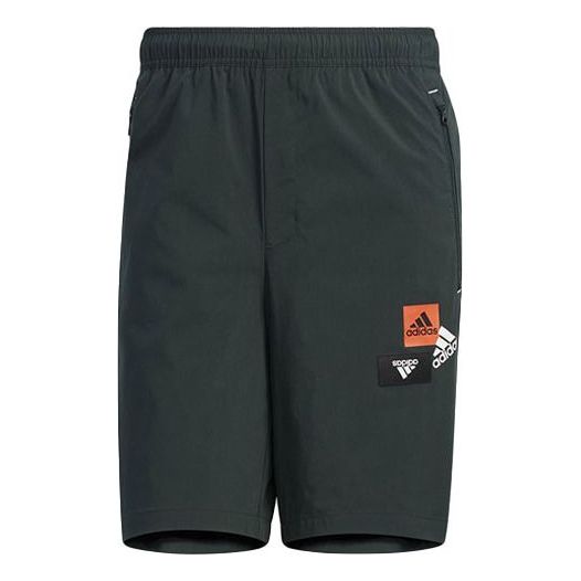 Men's adidas Logo Printing Woven Thin Breathable Sports Shorts Green HM2973