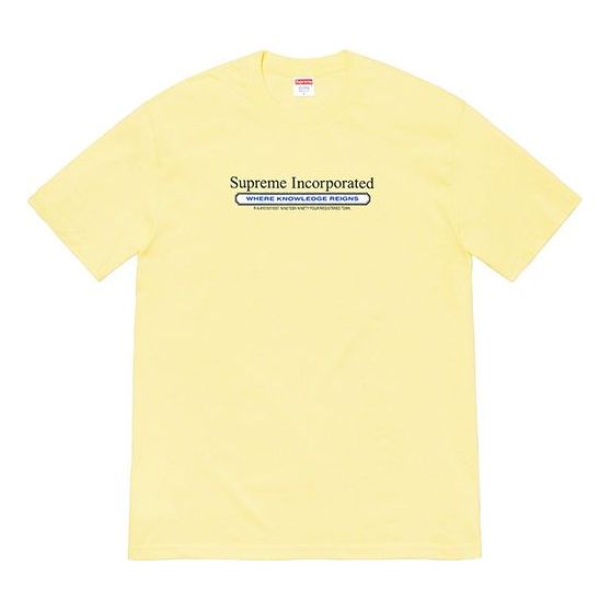 Supreme FW19 Week 7 Inc. Tee Chest Alphabet Short Sleeve Unisex Yellow SUP-FW19-753