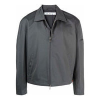 Men's Off-White Zipper Shirt Jacket Loose Fit Dark Grey OMEA296F21FAB0010700