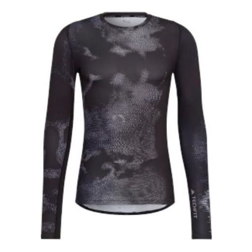 Men's adidas Logo Alphabet Printing Round Neck Pullover Sports Long Sleeves Black T-Shirt HK2332