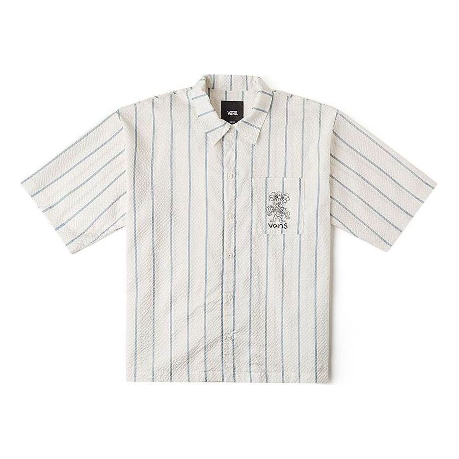 Vans Stripe Short-sleeved Shirts 'White Blue' VN000GTKCTU