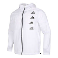 adidas Logo Print Woven Hooded Jacket Men's White GK9419