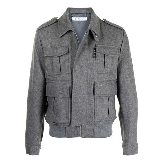 Off-White SS21 Logo Multiple Pockets Jacket Gray OMEA271R21FAB0010800
