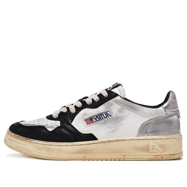 (WMNS) Autry Medalist Super Vintage Leather Low Sneakers 'White Black Silver' AVLW-SV11