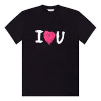 Balenciaga I Love U Printing Short Sleeve Black 612965TJVL51070