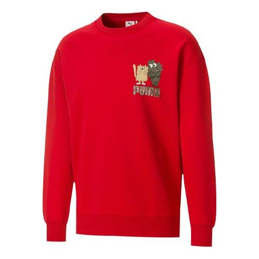 PUMA x Michael Lau Crossover Printing Round Neck Pullover Red 530358-22