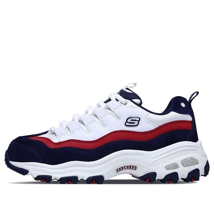 (WMNS) Skechers D'Lites 1.0 Low-top Clunky Shoes White/Blue 13141-WNVR