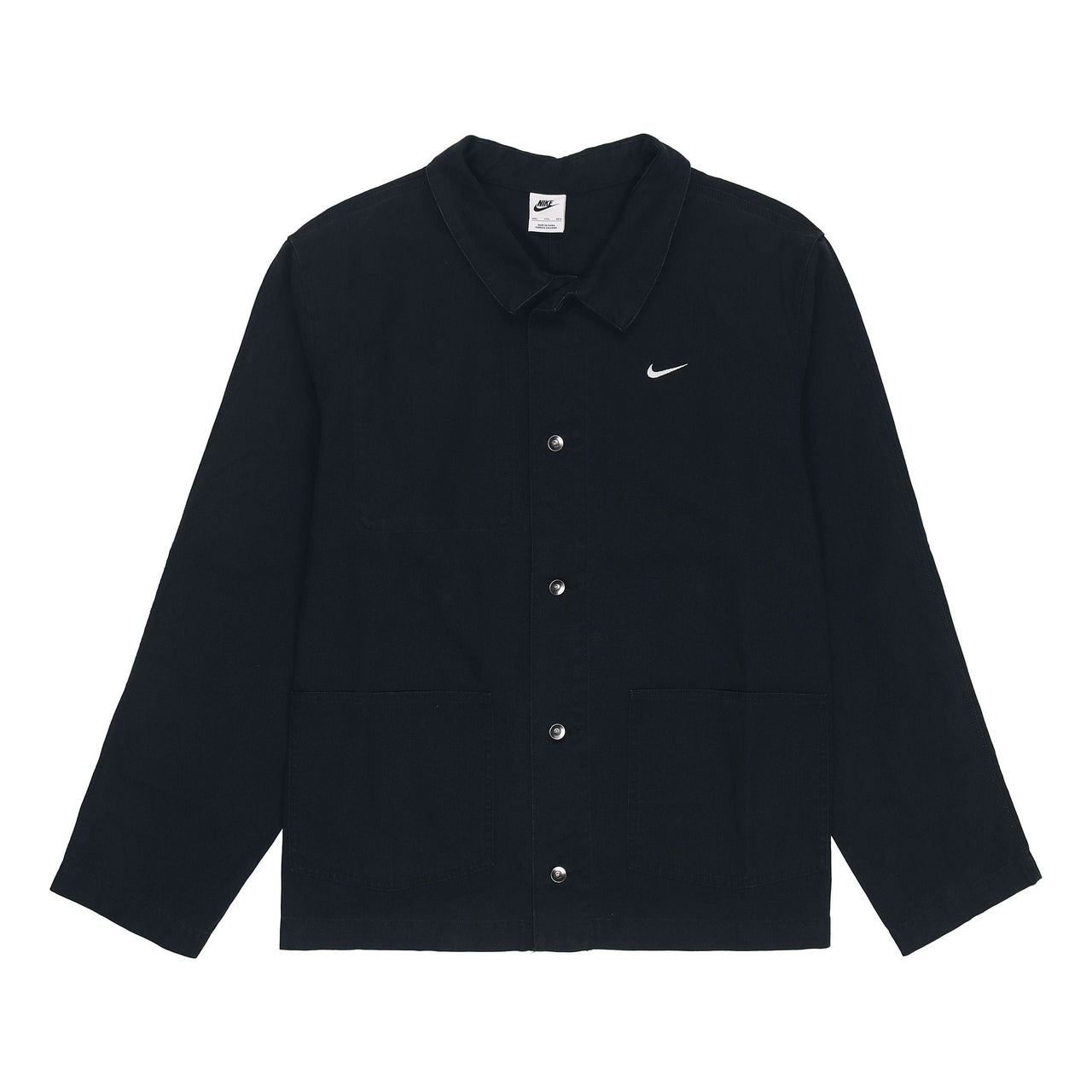 Men's Nike Solid Color Logo Lapel Casual Long Sleeves Autumn Black Jacket DQ5185-010