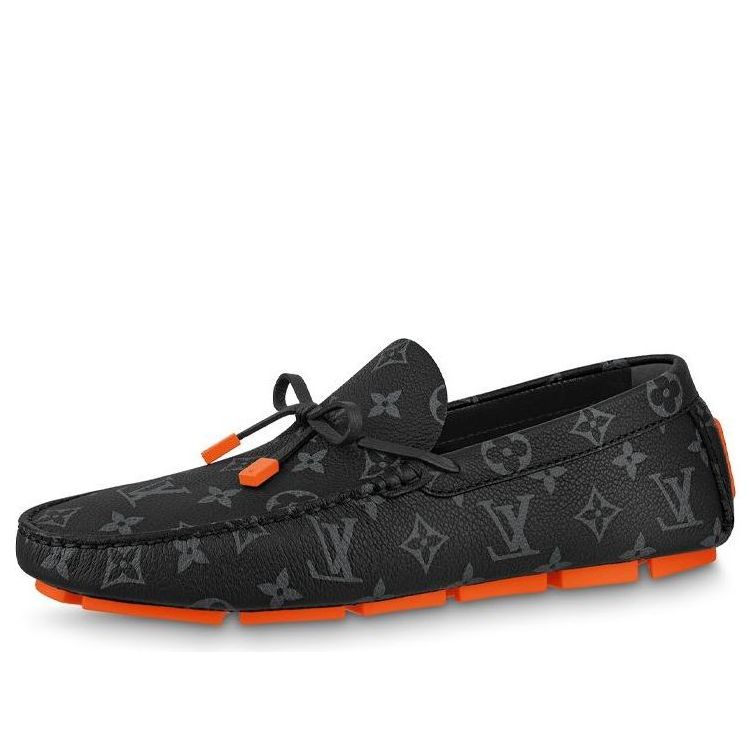 LOUIS VUITTON LV Driver Moccasins Shoes 'Black Monogram with Red' 1AAF38