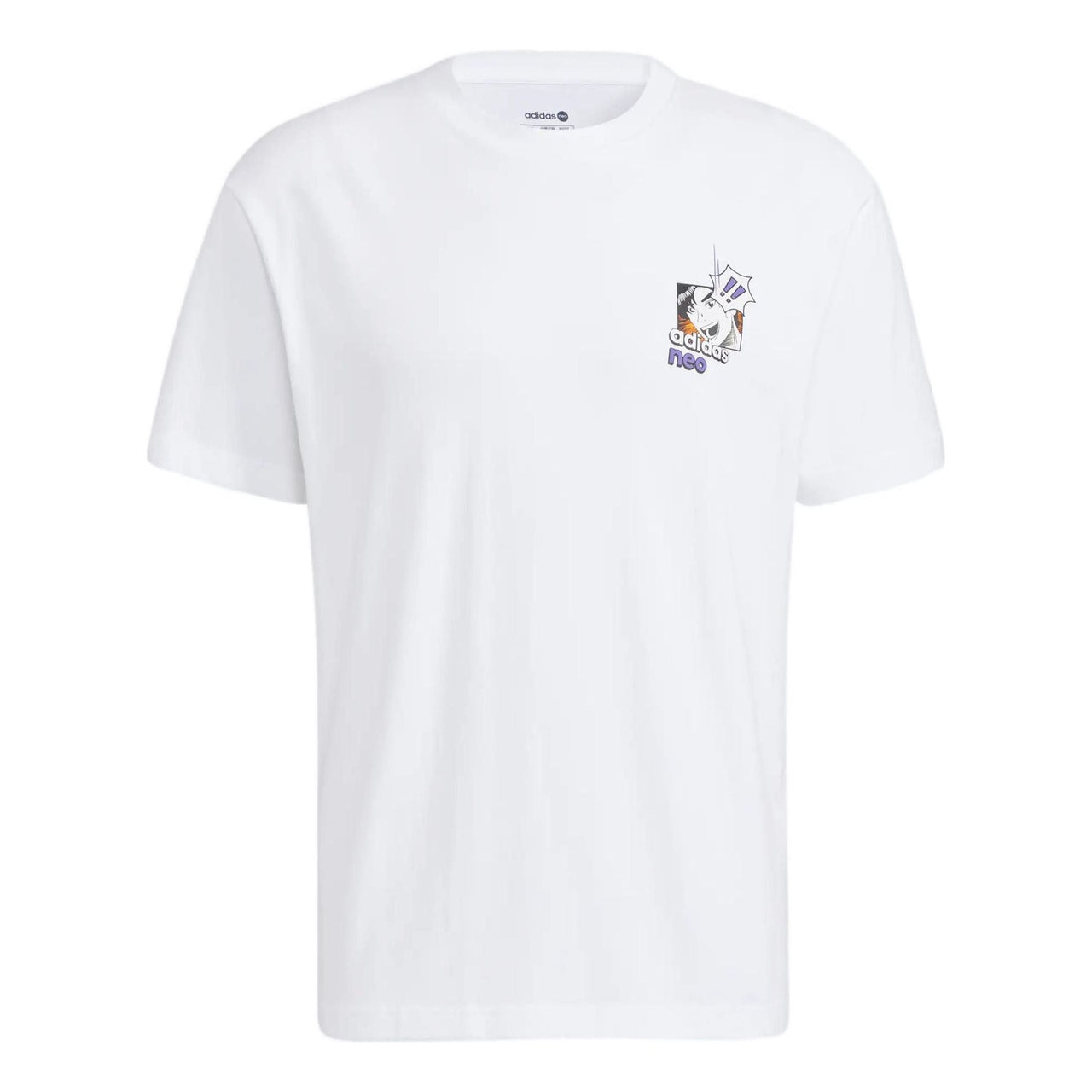 Men's adidas neo Cartoon Character Printing Logo Round Neck Short Sleeve White T-Shirt HD4624