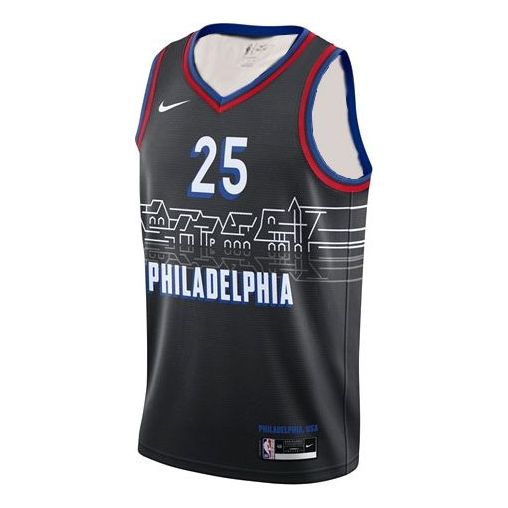 Nike NBA Basketball Sports Jersey SW Fan Edition 20-21 Season Simmons 76 Team 2 No.25 Black CN1771-015