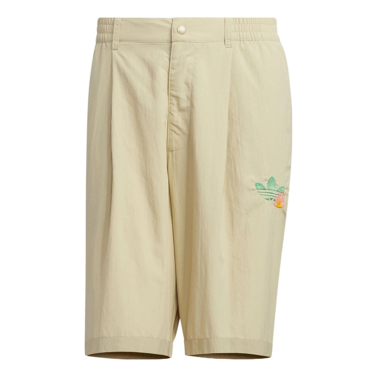 Men's adidas originals Y2K Shorts 2 Solid Color Logo Pattern Straight Sports Khaki HM8038