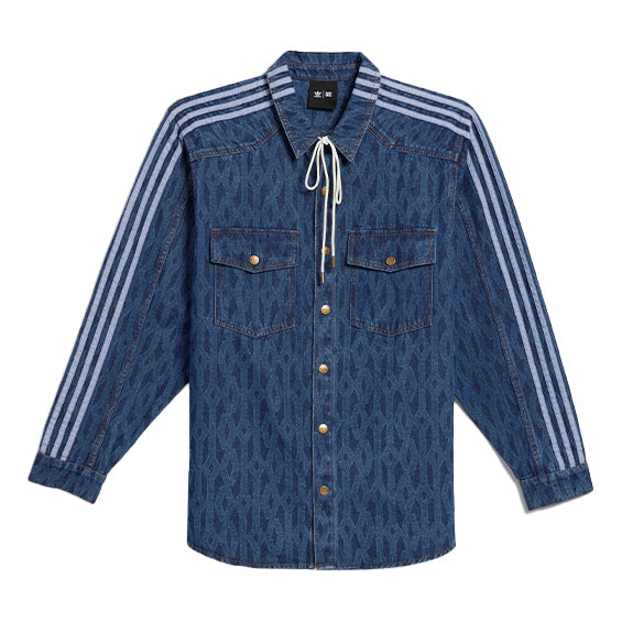 adidas originals x IVY PARK Crossover Stripe Solid Color Denim Blue Shirt H61704
