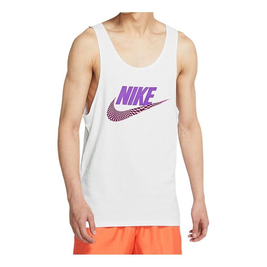 Men's Nike Sportswear Sports Printing Alphabet Basketball Jersey/Vest White DD1345-100