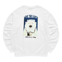 Men's FILA x Pepe Shimada Crossover Cartoon Printing Sports Round Neck Pullover White F11M133297F-WT