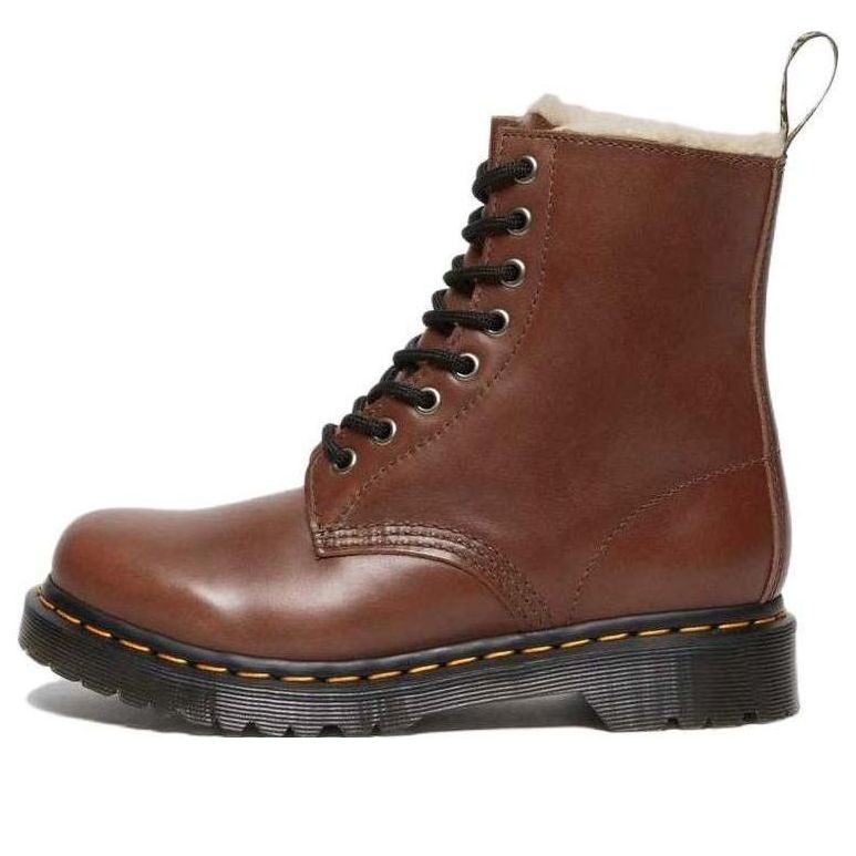 (WMNS) Dr. Martens 1460 Serena Faux Fur Lined Leather Lace Up Boots 'Tan' 27782225