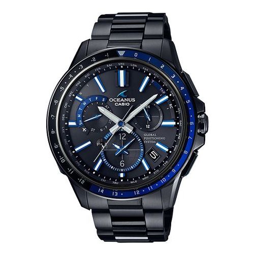Men's CASIO OCEANUS Series Light Gold GPS Sports Watch Black Blue OCW-G1100B-1A Mens BlackBlue Analog OCW-G1100B-1A2021