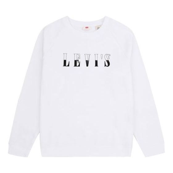(WMNS) Levi's Logo Round-neck Plus Fleece Swea White 29717-0120