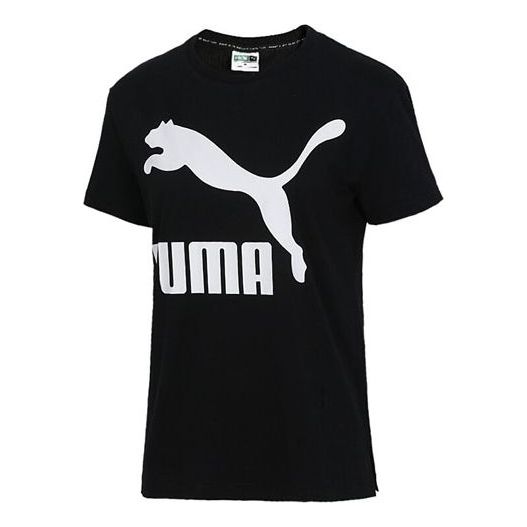 (WMNS) PUMA Classics Logo Tee Sports Short Sleeve TEE Black 579406-61