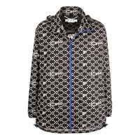 Men's Off-White SS22 Geometry Pattern Full Print Stand Collar Hooded Jacket Version Autumn Black OMEB034S22FAB0011001
