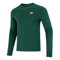 Men's Nike Minimalistic Alphabet Logo Athleisure Casual Sports Round Neck Long Sleeves Green T-Shirt DR7822-341