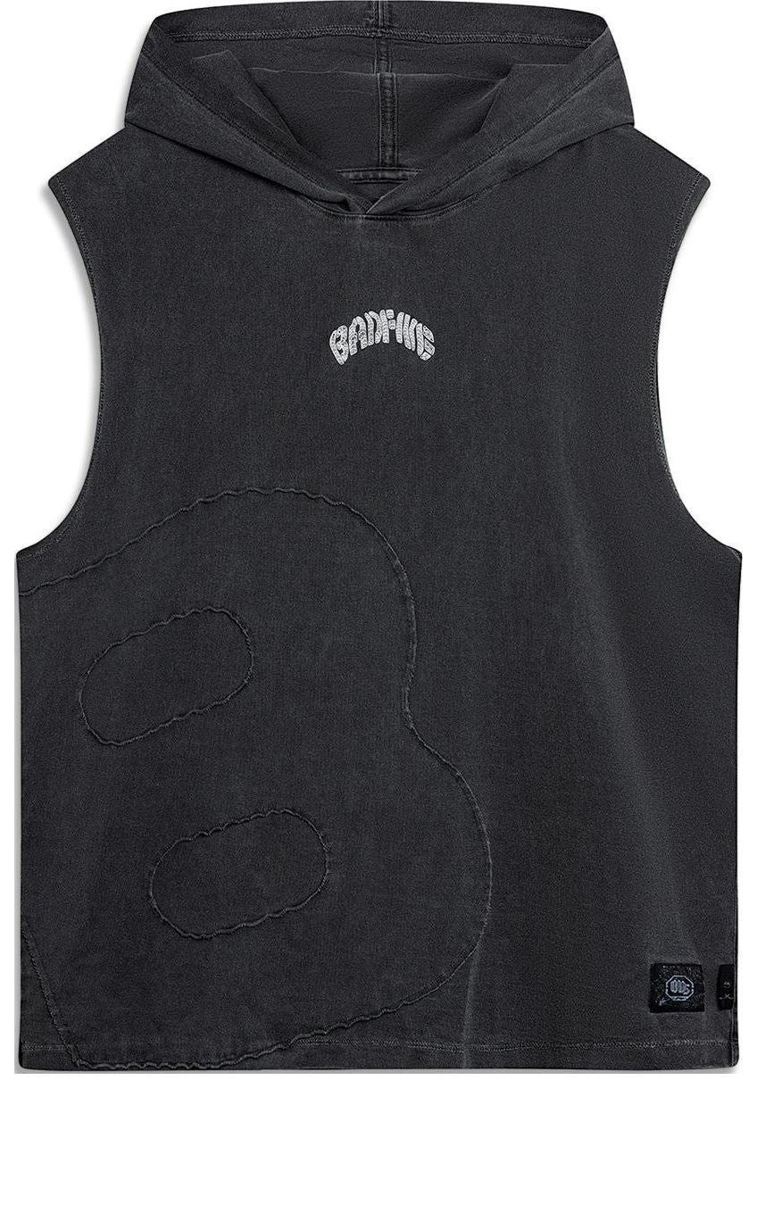 Li-Ning BadFive Graphic Sleeveless Hoodie 'Washed Black' AVSU437-1