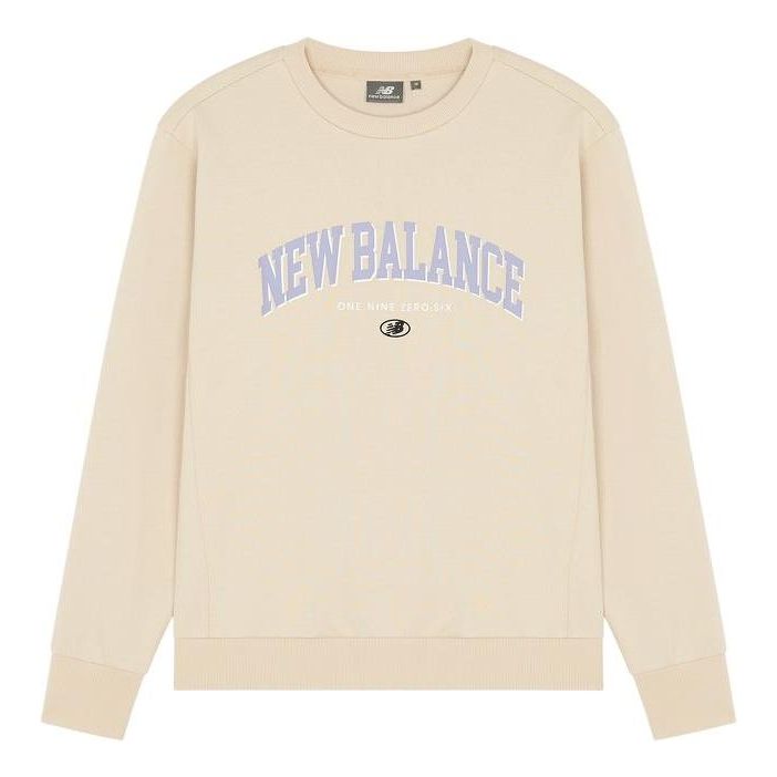 New Balance Logo Printing Round Neck Pullover Couple Style Creamy White 5CC17083-BEI