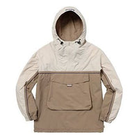 سترة تبادل بغطاء رأس من Supreme SS18 Split Anorak بلون بني فاتح وألوان متعددة للجنسين من الكاكي SUP-SS18-580