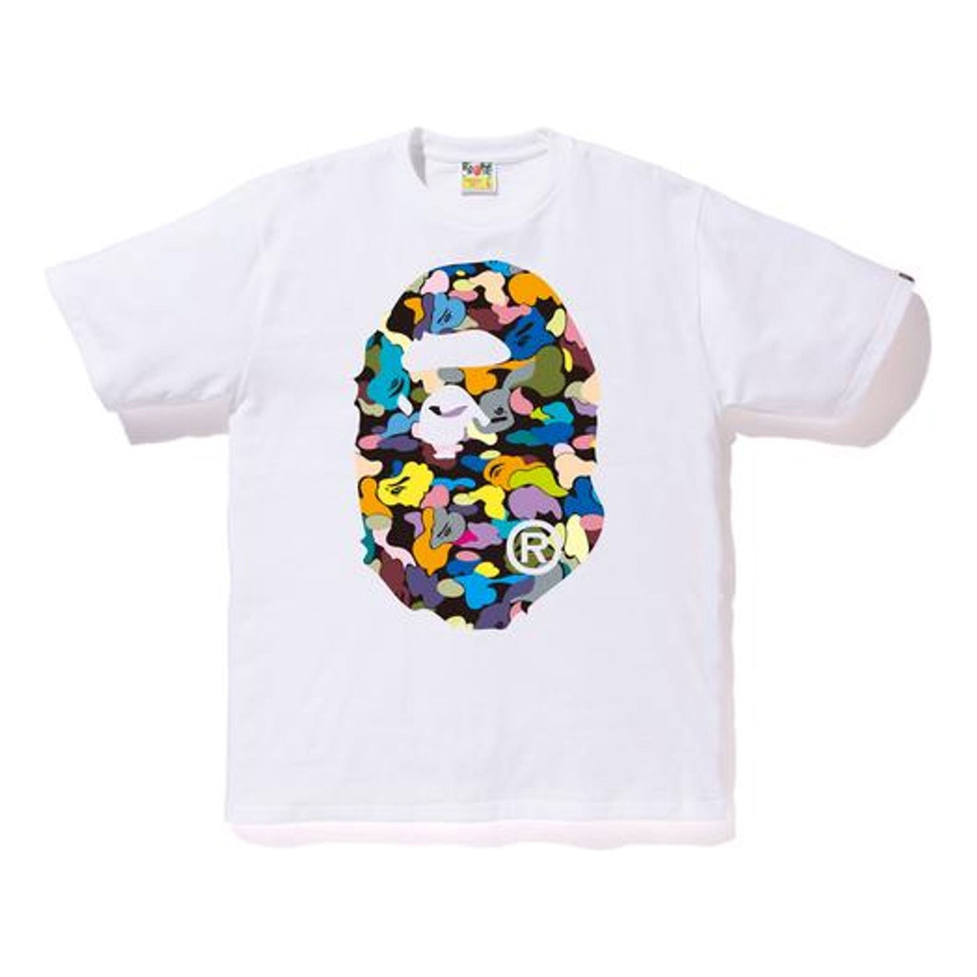 BAPE Multi Camo Big Ape Head Tee Short-sleeved Unisex White/Black BAPE-SS18-028