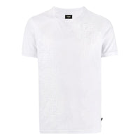 Men's FENDI Solid Color Logo Printing Short Sleeve White FY0894AAOQF0QA0