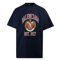Balenciaga Est. 1917 College Logo Print Cotton T-Shirt 'Black' 676589TLV898067