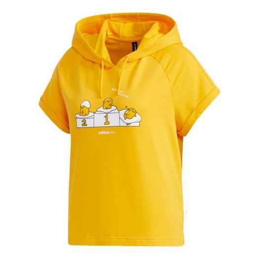 (WMNS) adidas neo GDTM SS HDY Yellow Crossover Sports Hooded Pullover Short Sleeve Yellow T-Shirt GL7234