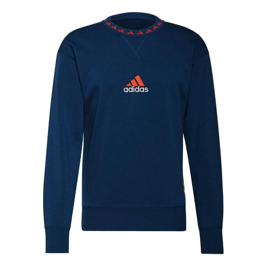 adidas Casual Breathable Soccer/Football Sports Round Neck Navy Blue GR4195