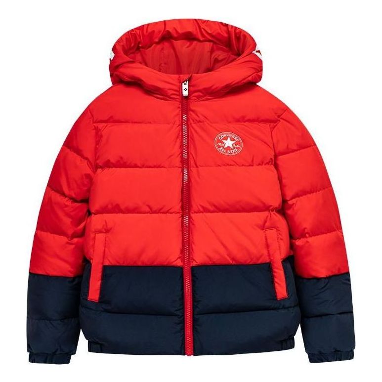 (PS) Converse Logo Badge Fleece-lined Hooded Down Jacket 'Red Black' CV2242086GS-001