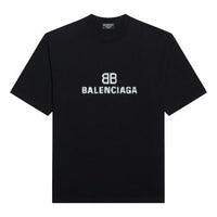 Balenciaga Mosaic Logo BB Alphabet Loose Short Sleeve Black 612965TKVI71070