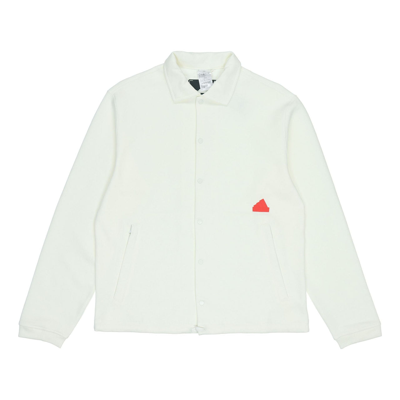 adidas Solid Color Logo Single Breasted Lapel Long Sleeves White Jacket HG2072