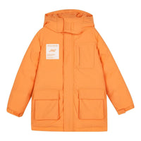 (GS) Skechers BASIC Letter Printed Woven Medium-Length Down Jacket 'Orange White' P423B038-0353