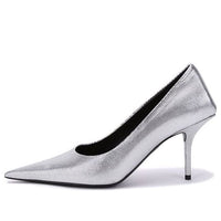 (WMNS) Balenciaga Embossed Square Knife Pumps 'Silver' 572879WBB208100