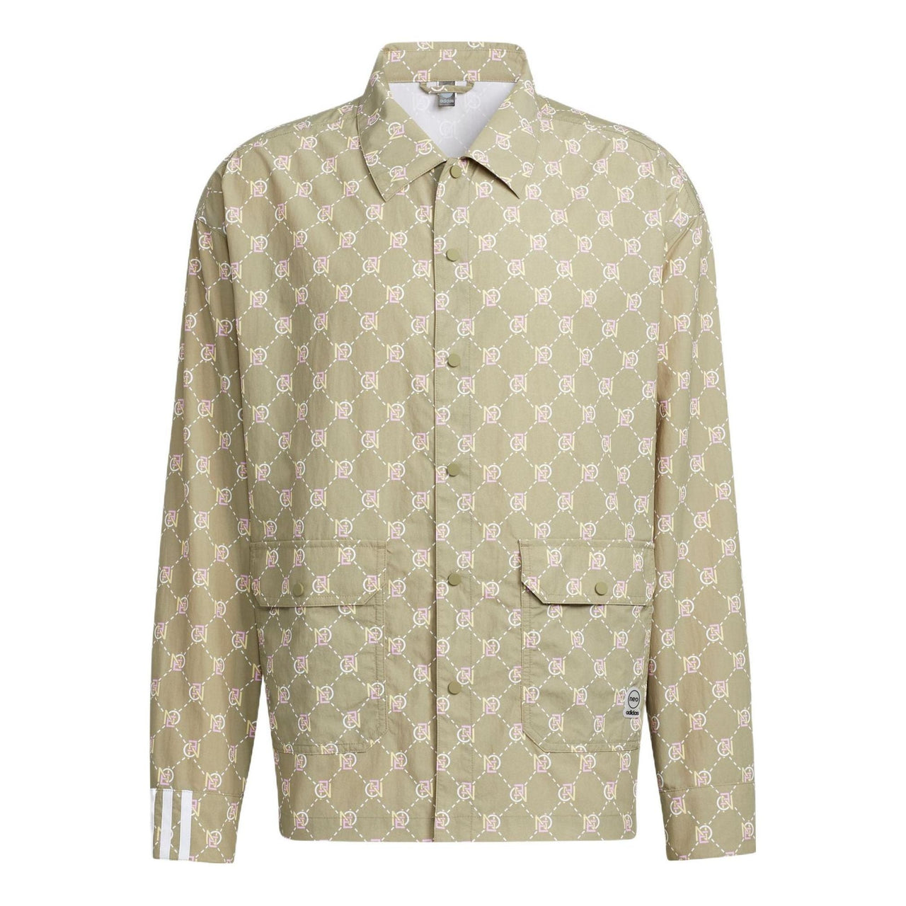 Men's adidas neo Full Print Lapel Jacket Autumn Brown HM2039