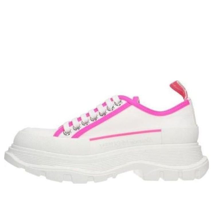 (WMNS) Alexander McQueen Tread Slick Lace Up 'White Neon Pink' 697074W4MV59895