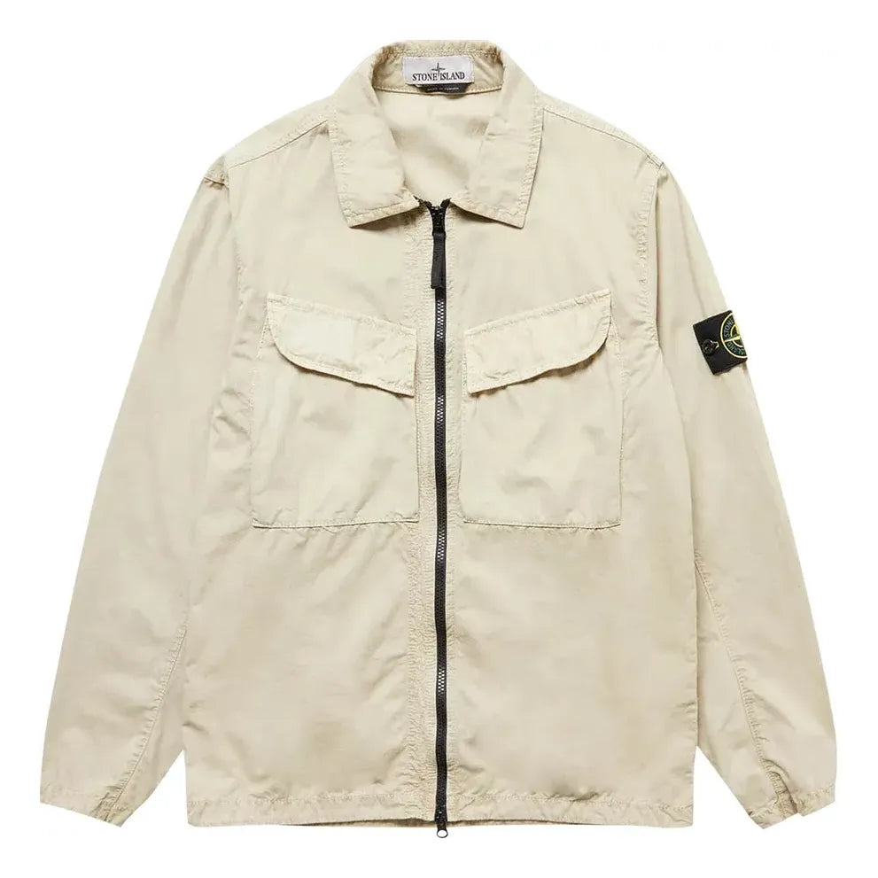 STONE ISLAND Brushed Canvas Zip Overshirt 'Cream' 7715101WN-V0190