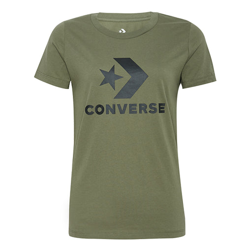 (WMNS) Converse Classic Logo Printing Short Sleeve Grass Green 10009152-A13